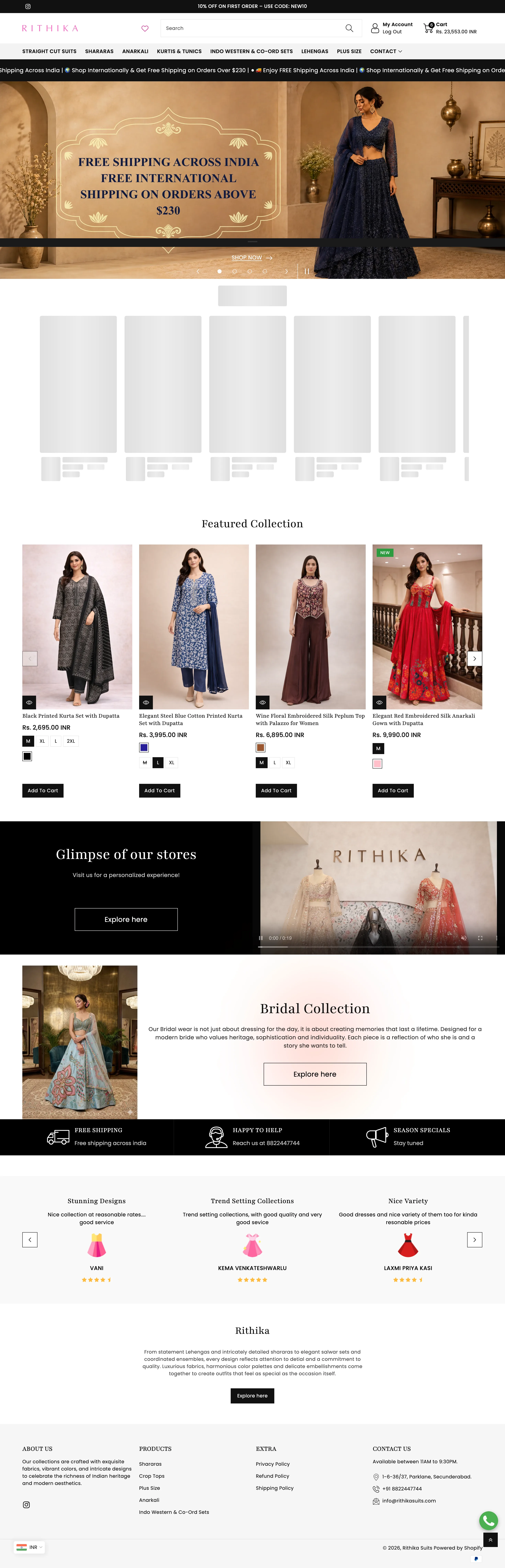 Rithika Suits website preview