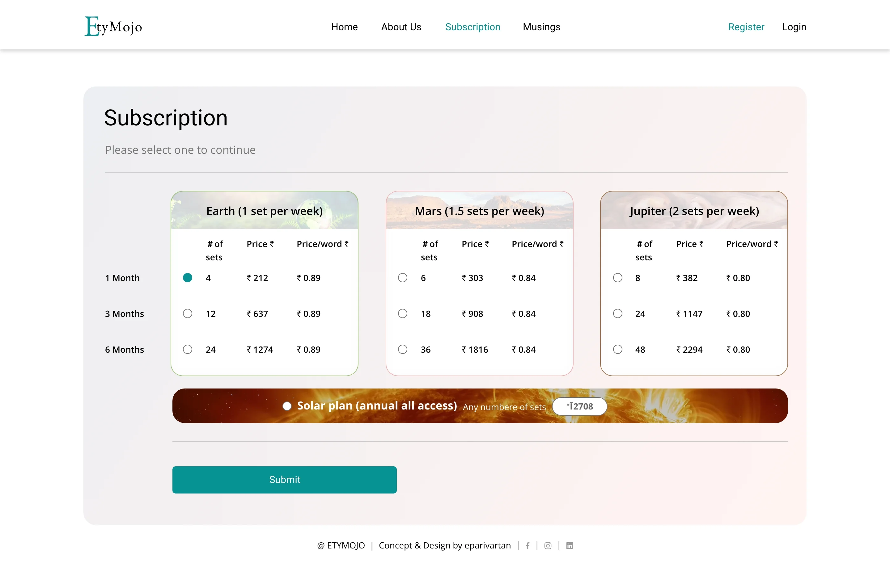 ETMOJO Subscription Preview