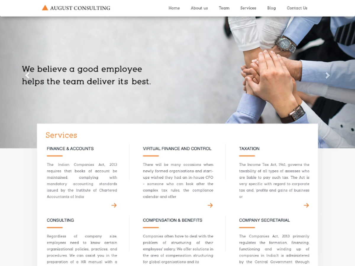 August Consulting website preview