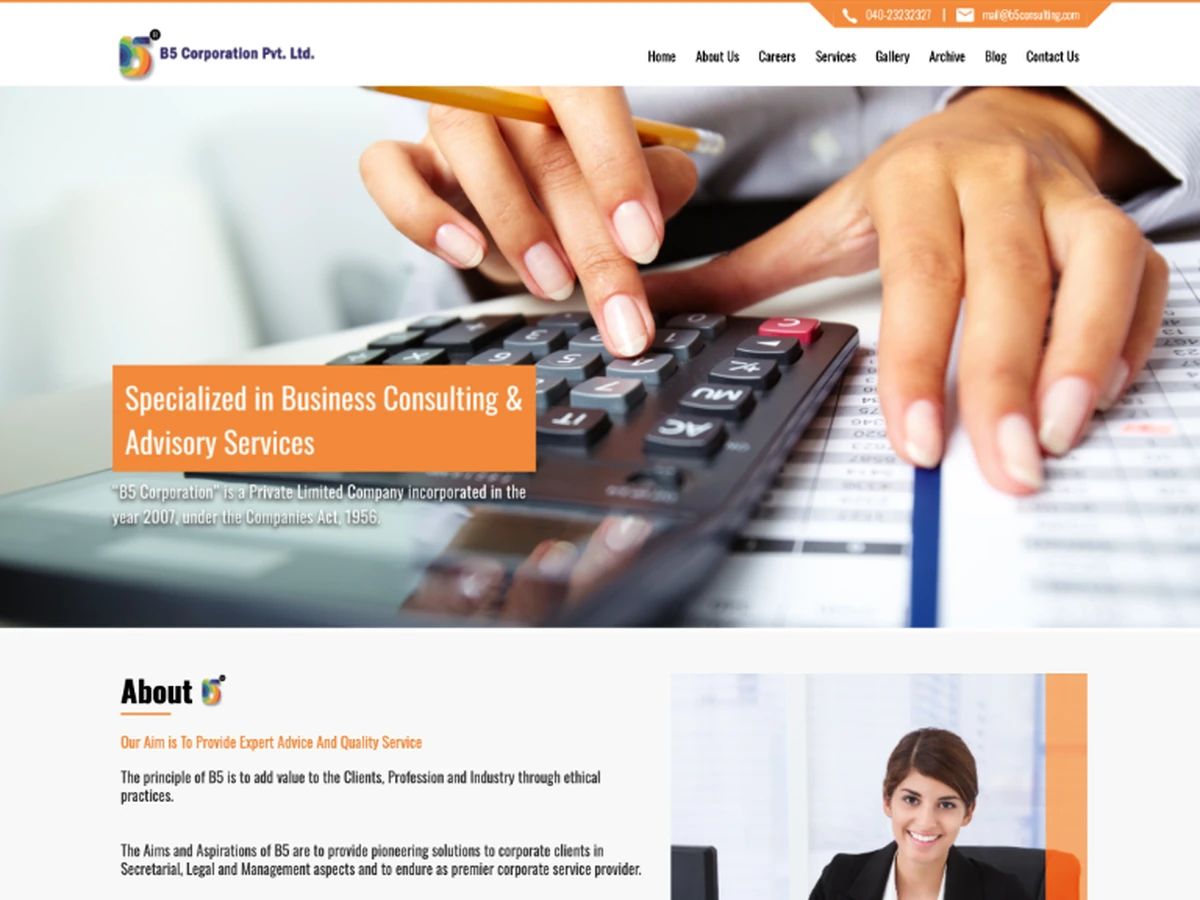 B5 Corporation website preview