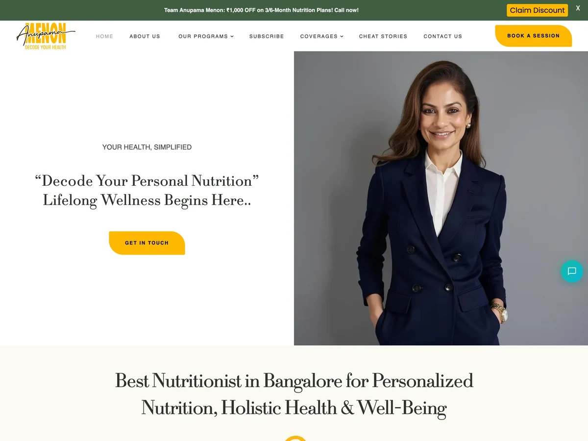 Dr. Anupama Menon website preview