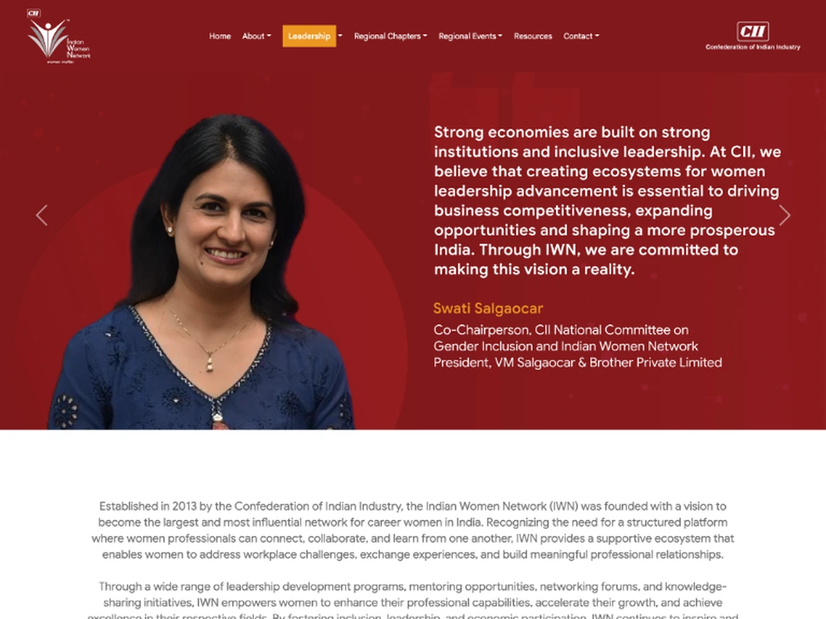 Indian Women Network (IWN) website preview