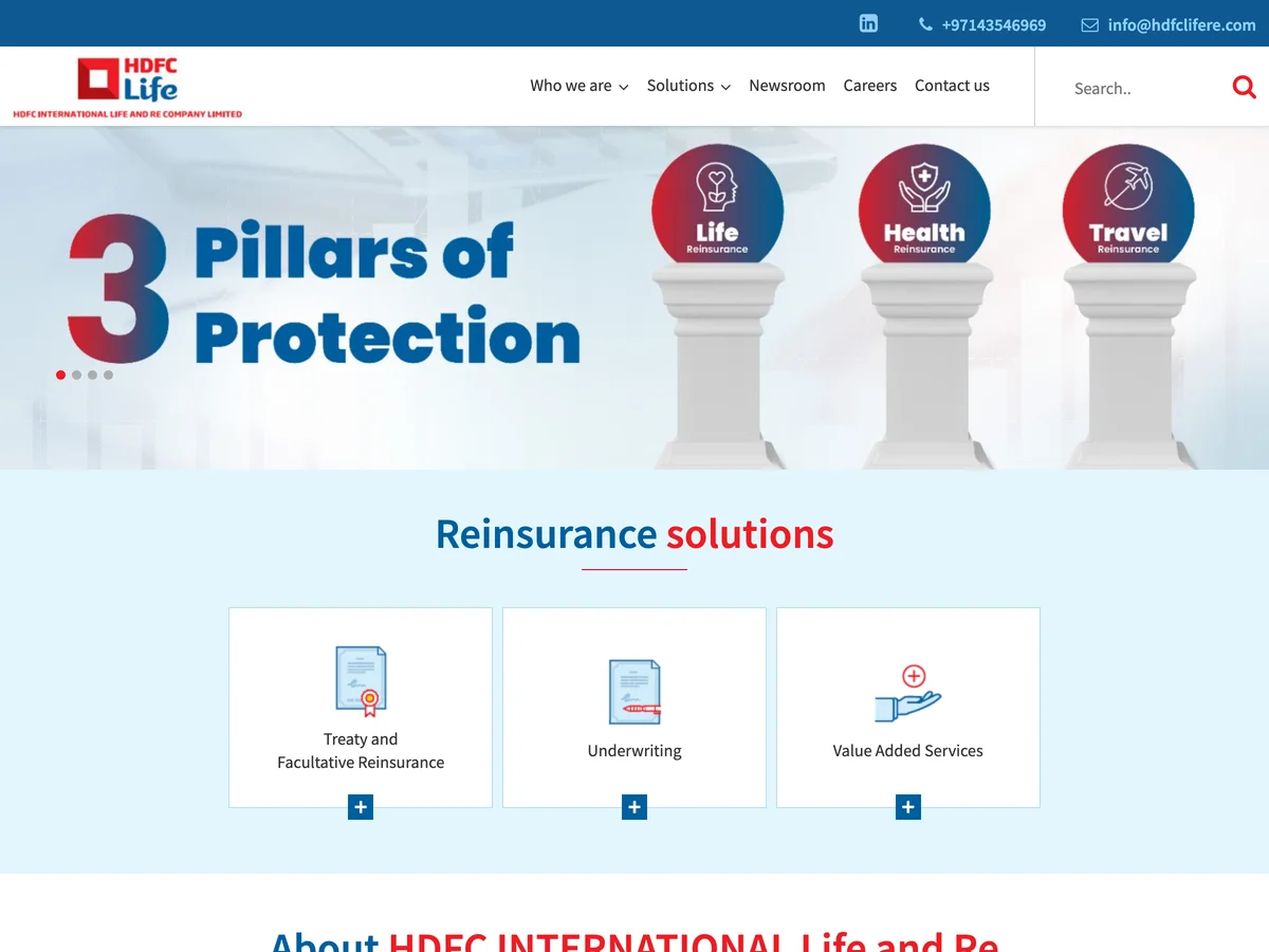 HDFC Re-life Insurance website preview