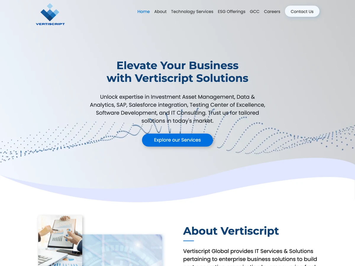 Vertiscript website preview
