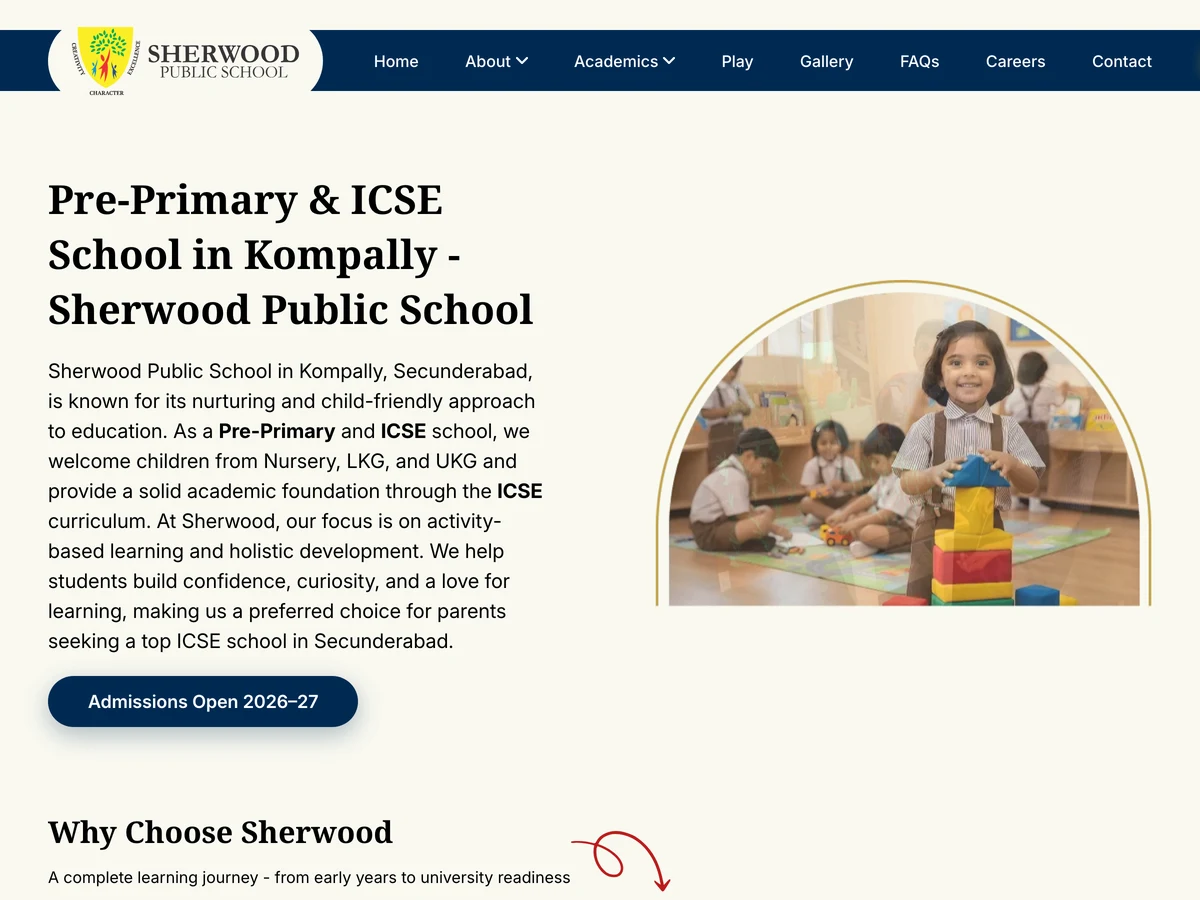 Sherwood Public School website preview