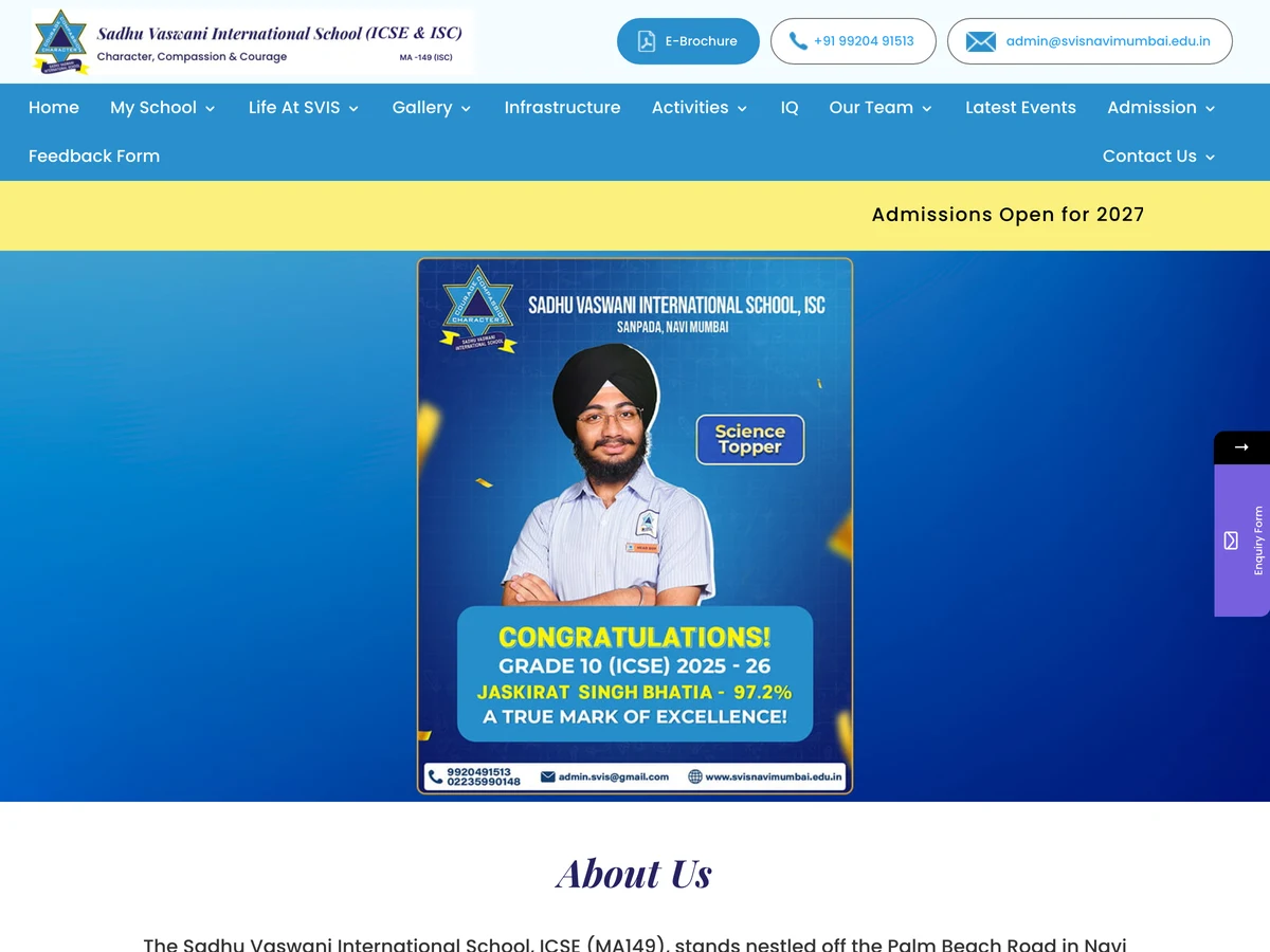 SVIS School Navi Mumbai website preview