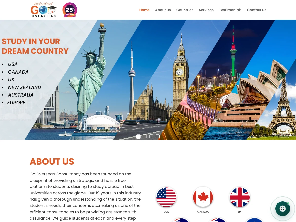 Go Overseas website preview