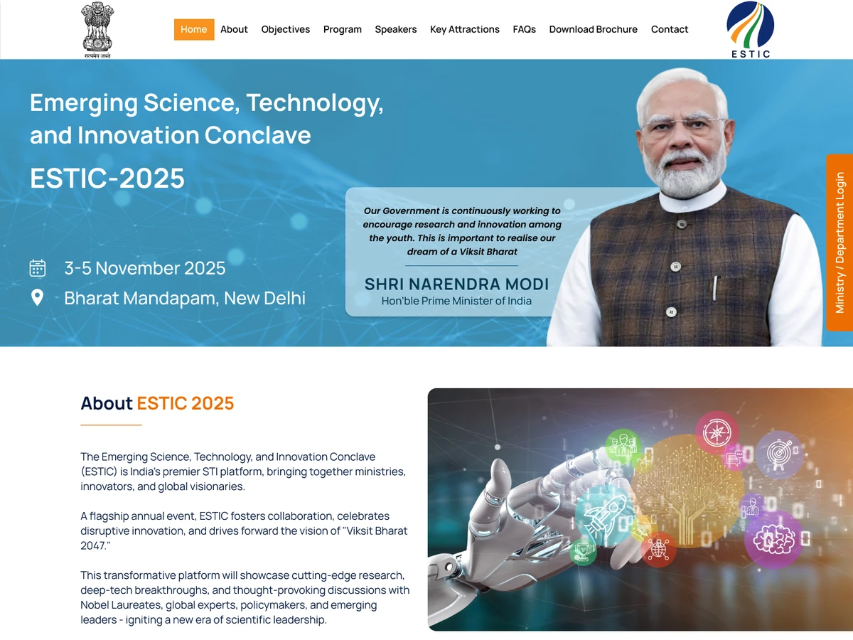 ESTIC — DST Science & Technology Portal website preview