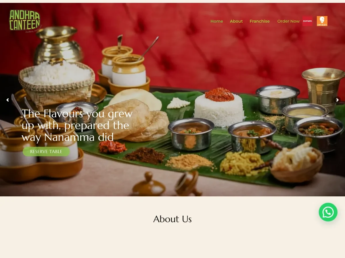Andhra Canteen website preview