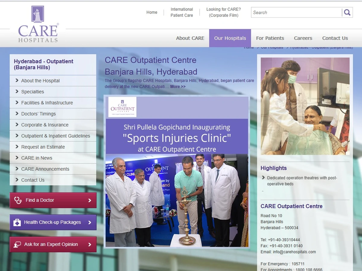 Care Hospitals website preview