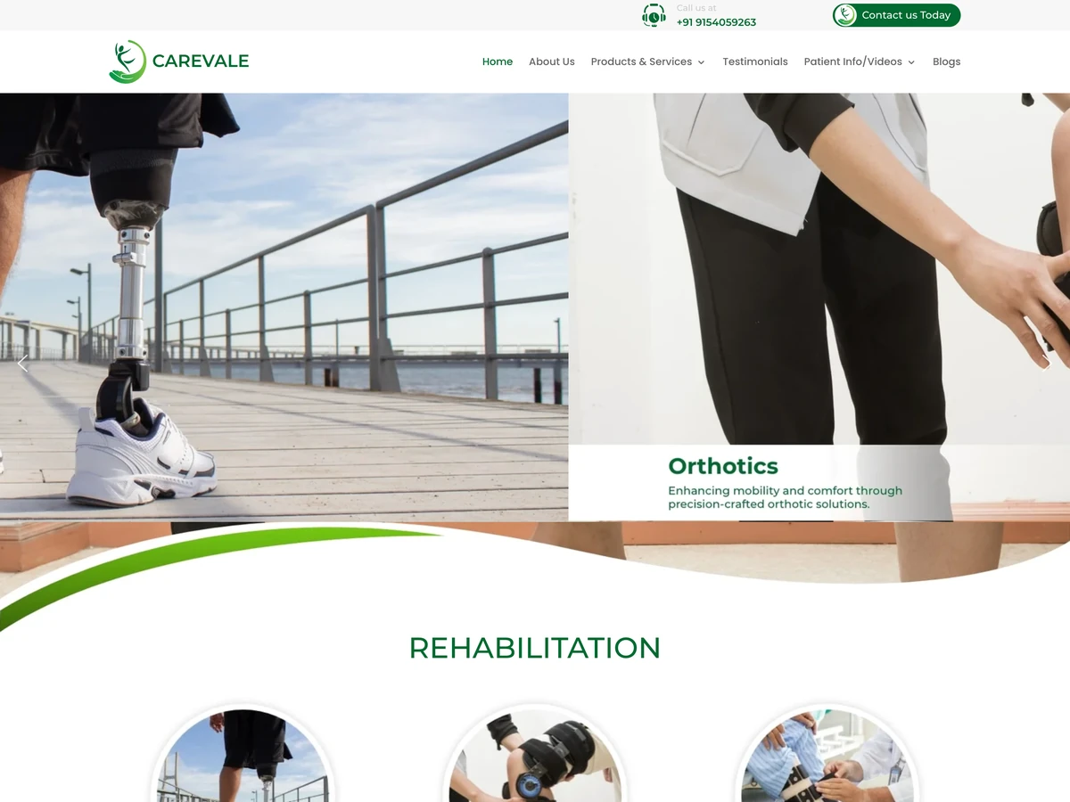 Carevale Prosthetics website preview