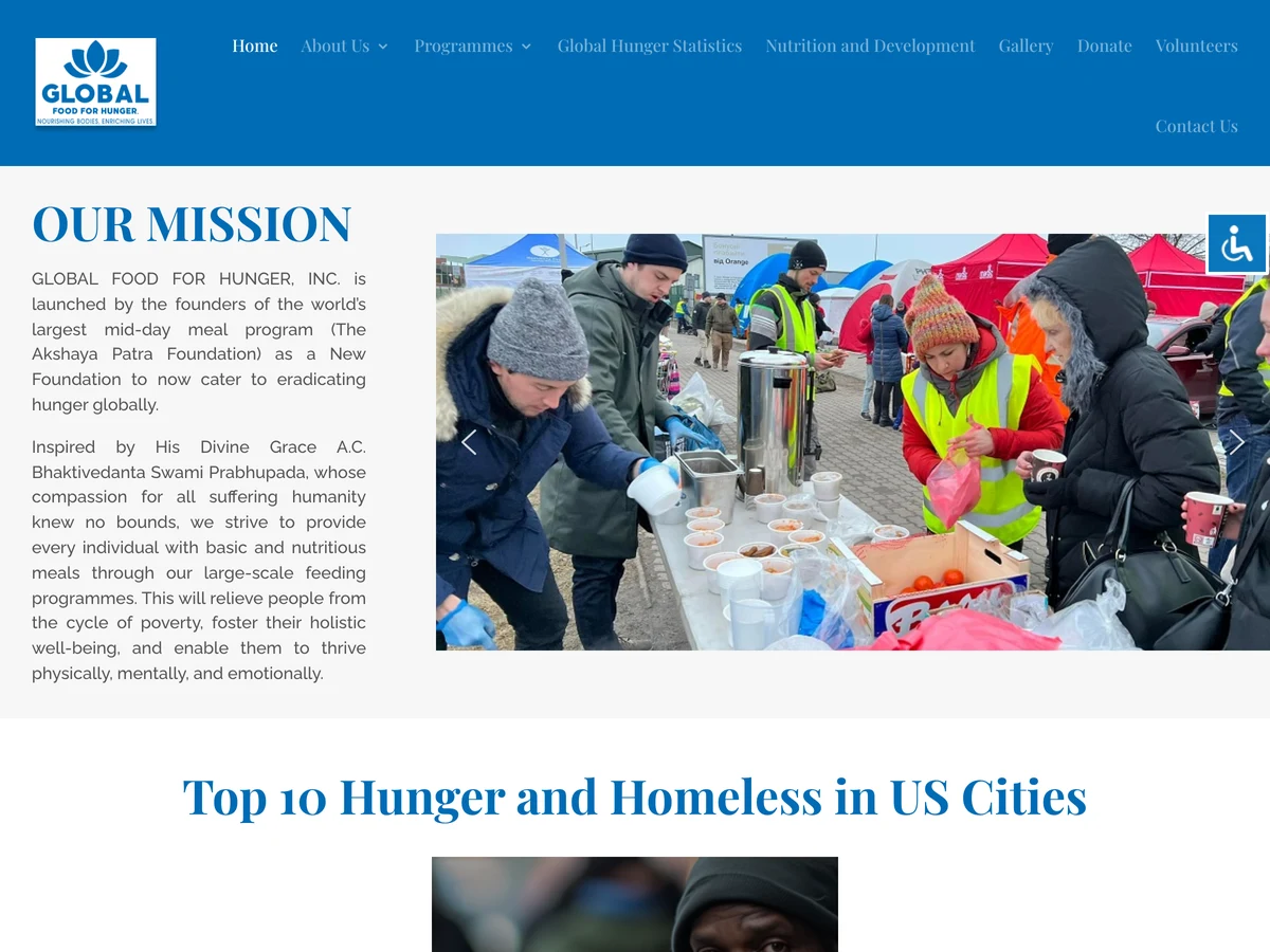 Global Food for Hunger website preview