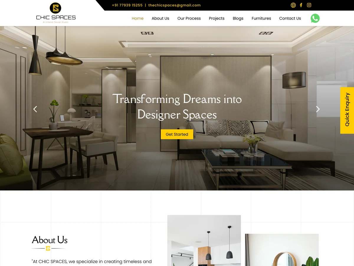 Chic Spaces website preview