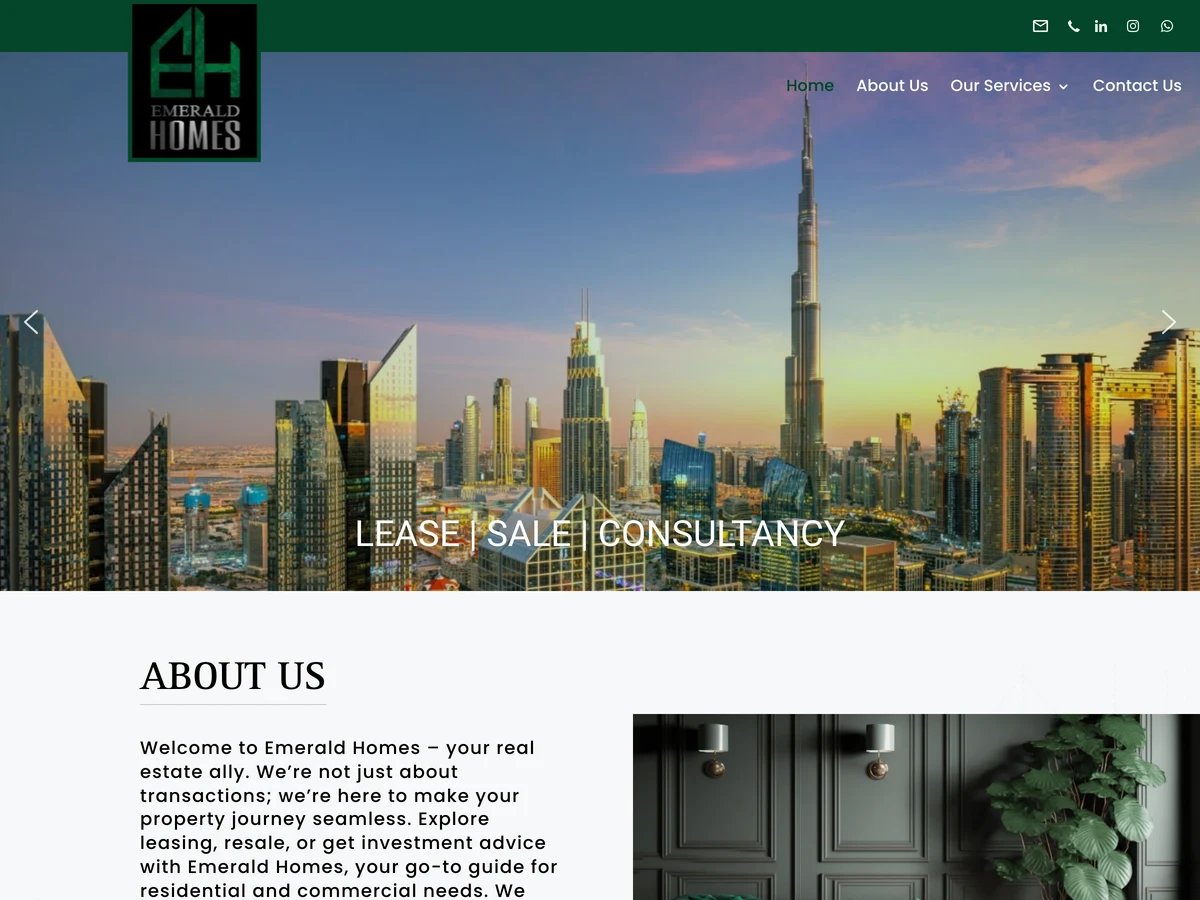 Emerald Homes, Dubai website preview